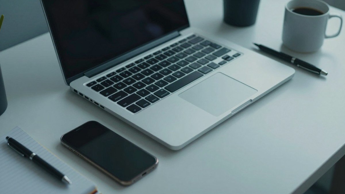 Always-on AI assistant workspace with a closed laptop and phone, illustrating Claude Duet