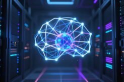 Gemini 4 Carbon cybersecurity AI model illustration with server racks and neural network
